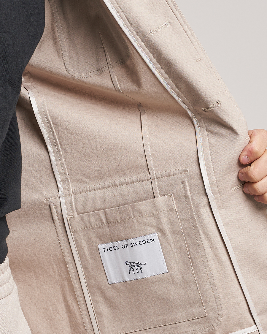 Men | Coats & Jackets | Tiger of Sweden | Jora Cotton Linen Jacket Cream Sand
