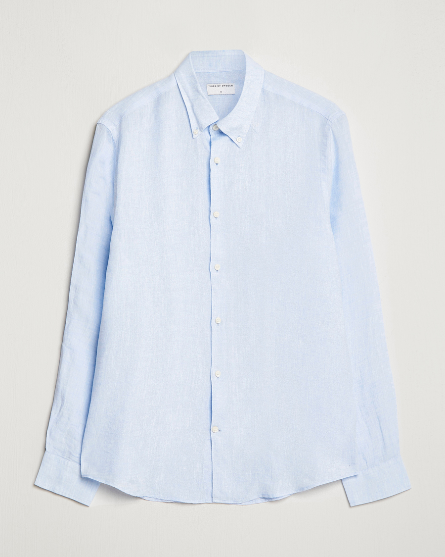 Men | Shirts | Tiger of Sweden | Sankt Linen Shirt Light Blue