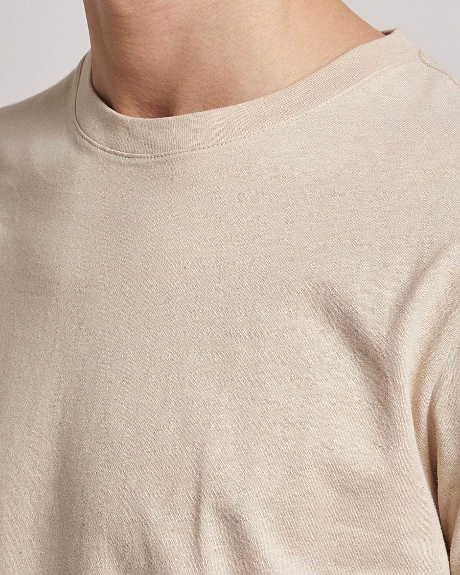 Men | T-Shirts | Tiger of Sweden | Dillan Linen Cotton T-Shirt Cream Sand