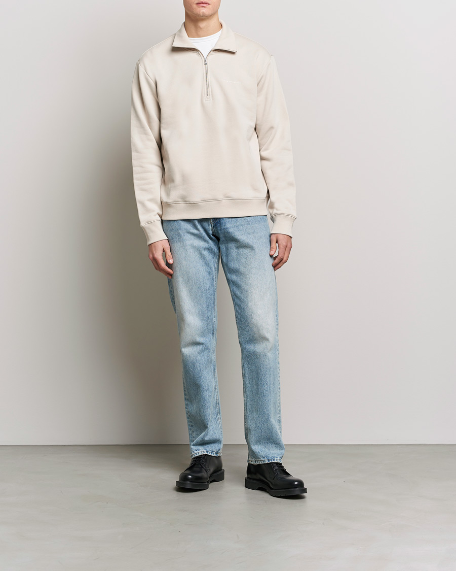 Men | Sweaters & Knitwear | Tiger of Sweden | Marlon Half Zip Sweater Light Ivory