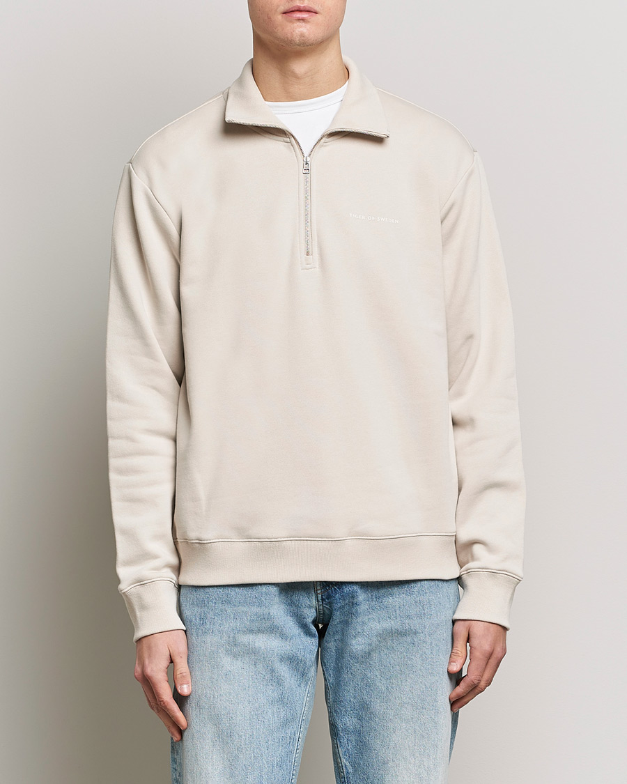 Tiger of Sweden Marlon Half Zip Sweater Light Ivory at CareOfCarl.com