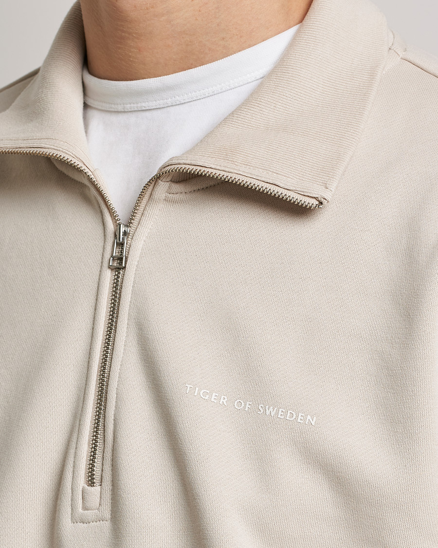 Men | Sweaters & Knitwear | Tiger of Sweden | Marlon Half Zip Sweater Light Ivory