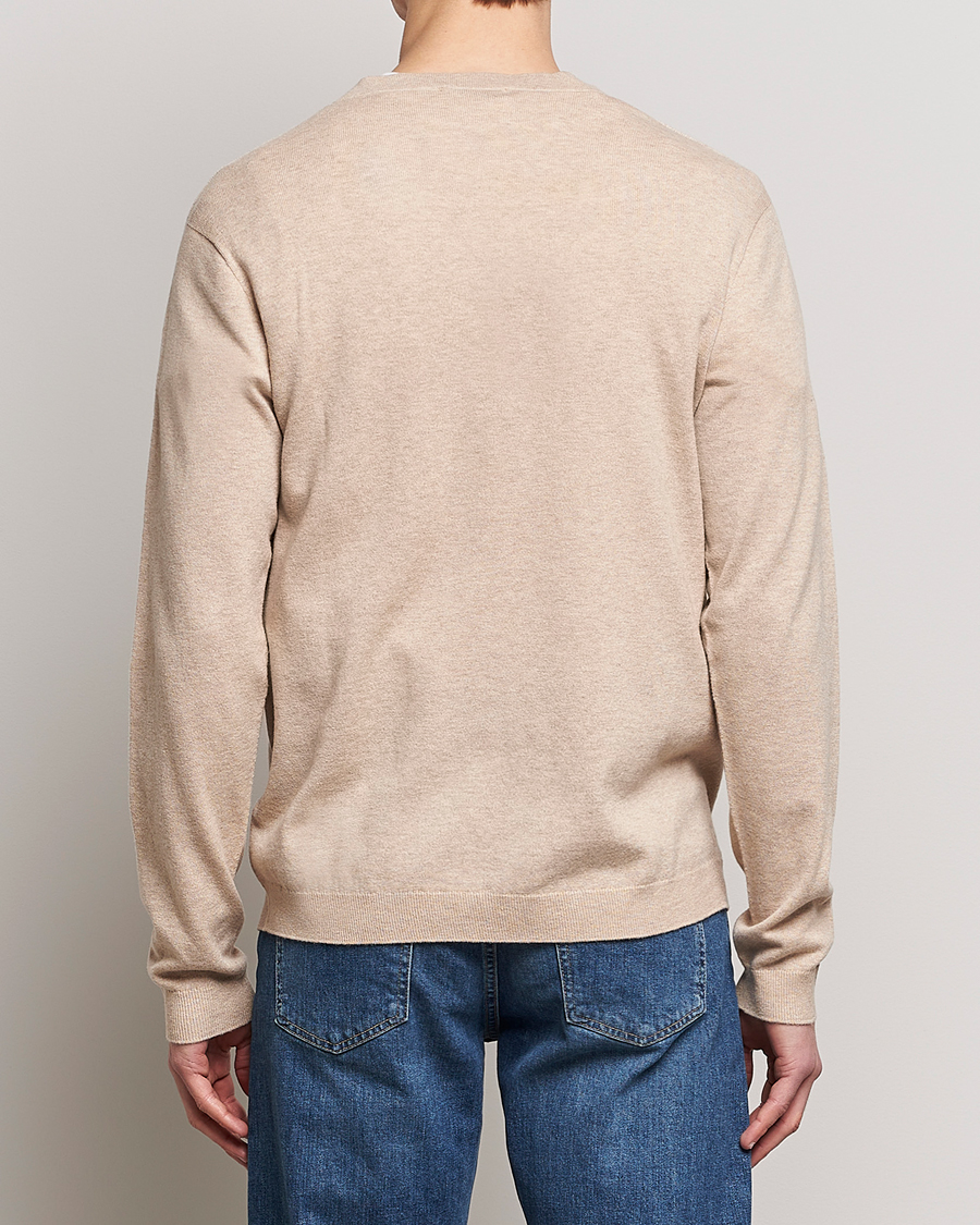 Men | Sweaters & Knitwear | Tiger of Sweden | Pernell Extra Fine Merino V-Neck Beige Melange