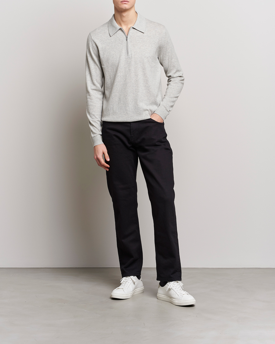 Men | Sweaters & Knitwear | Tiger of Sweden | Orbit Merino Wool Half Zip Light Grey Melange