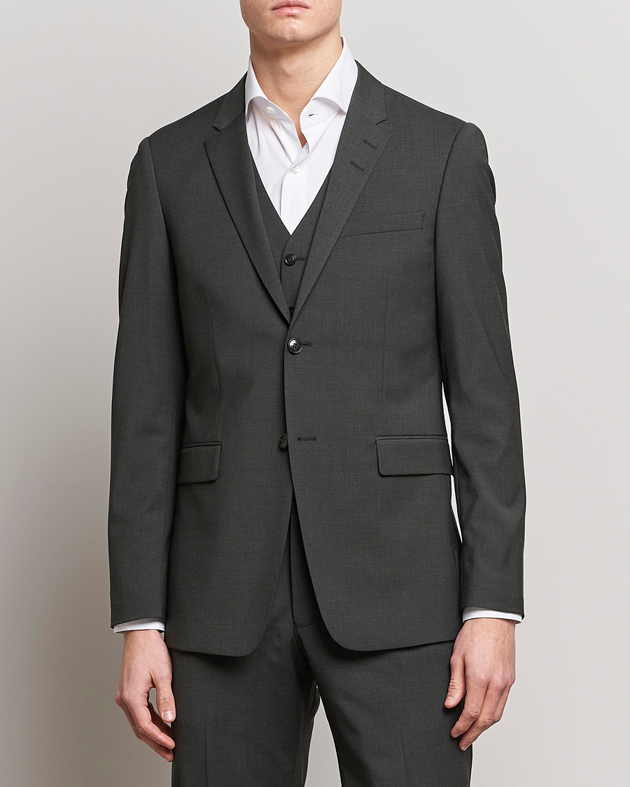 Men | Suit Jackets | Tiger of Sweden | Jerretts Wool Travel Suit Blazer Olive Extreme