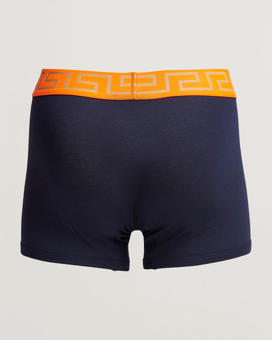 Men | Underwear & Socks | Versace | Greca Boxer Briefs Navy/Orange