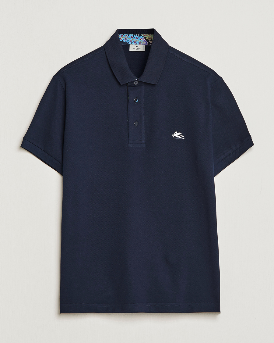 Men | Polo Shirts | Etro | Short Sleeve Contrast Paisley Polo Navy