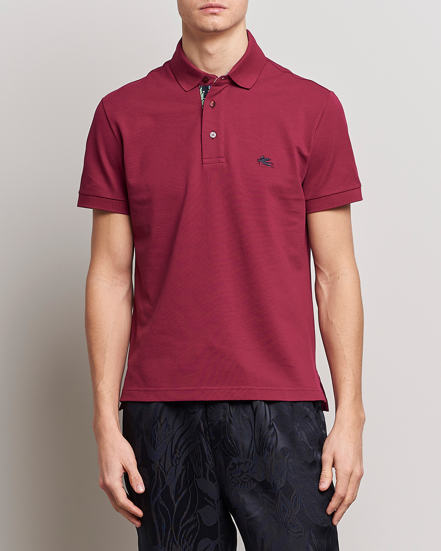 Men | Clothing | Etro | Short Sleeve Contrast Paisley Polo Rosa