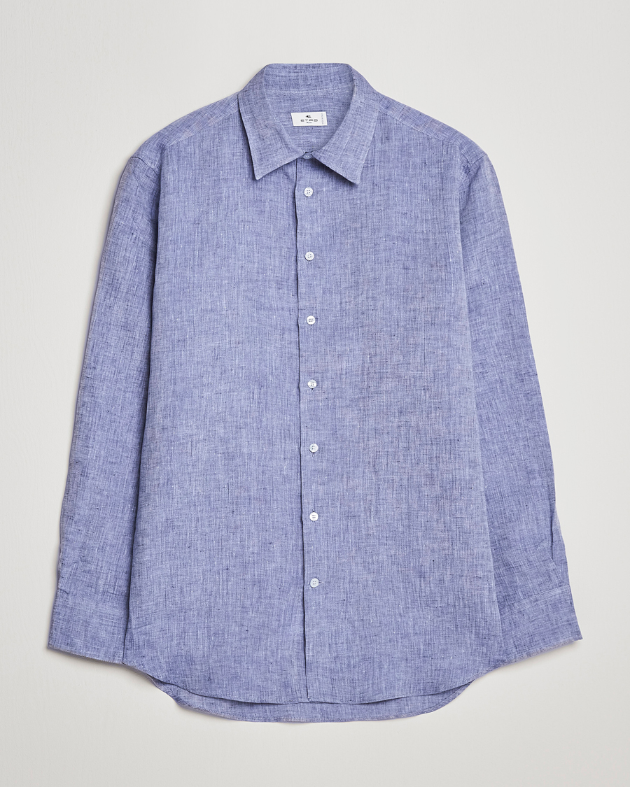 Men | Shirts | Etro | Linen Sport Shirt Dark Blue