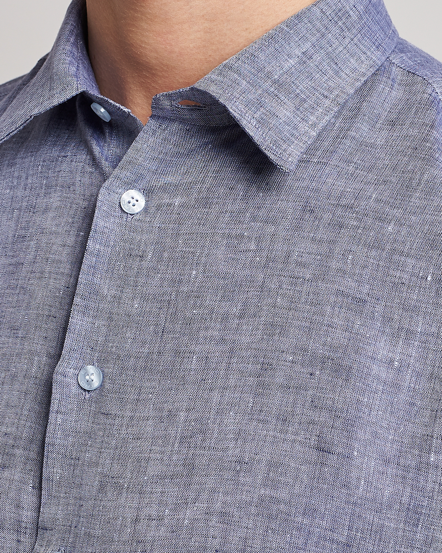 Men | Shirts | Etro | Linen Sport Shirt Dark Blue
