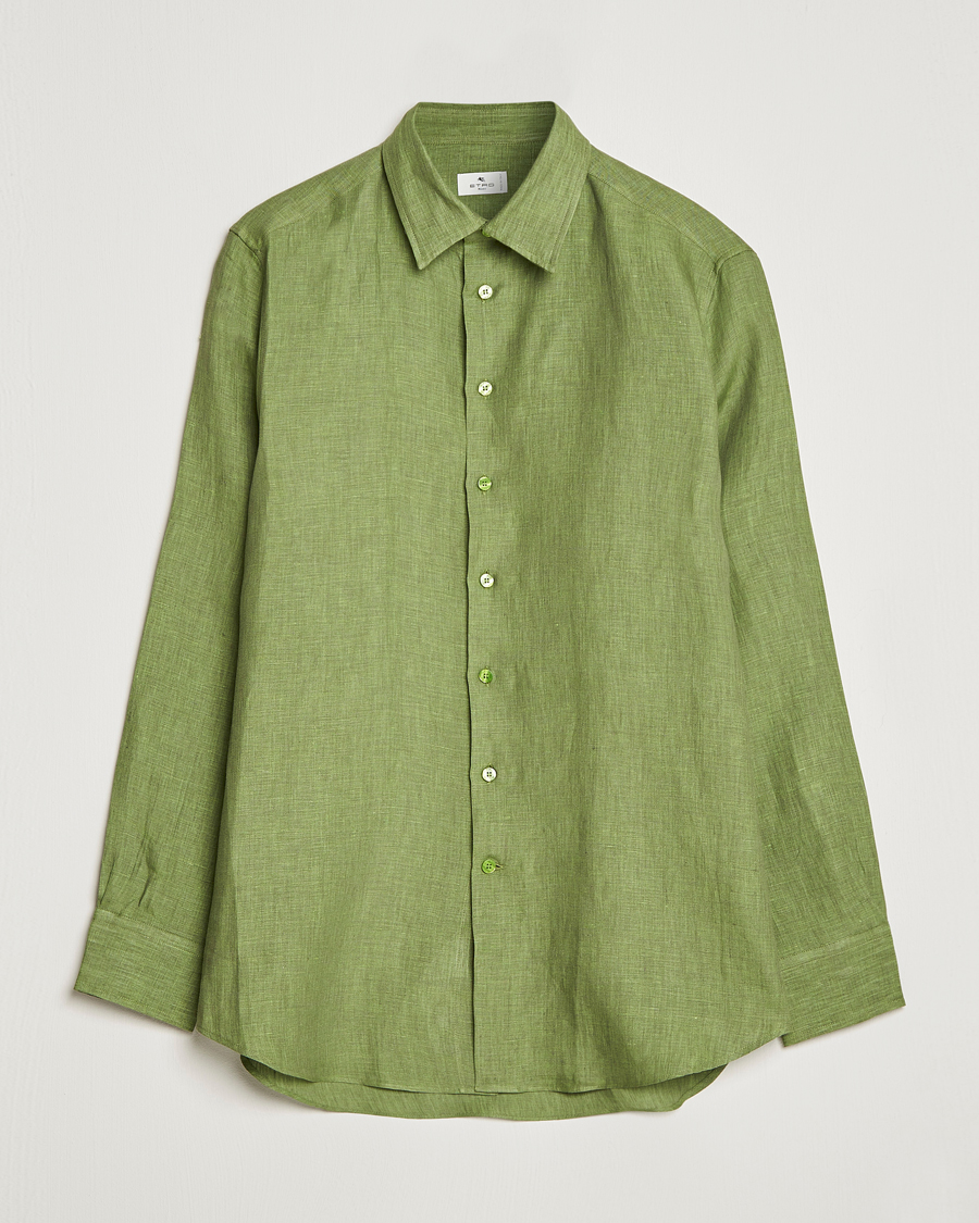 Men | Shirts | Etro | Linen Sport Shirt Green