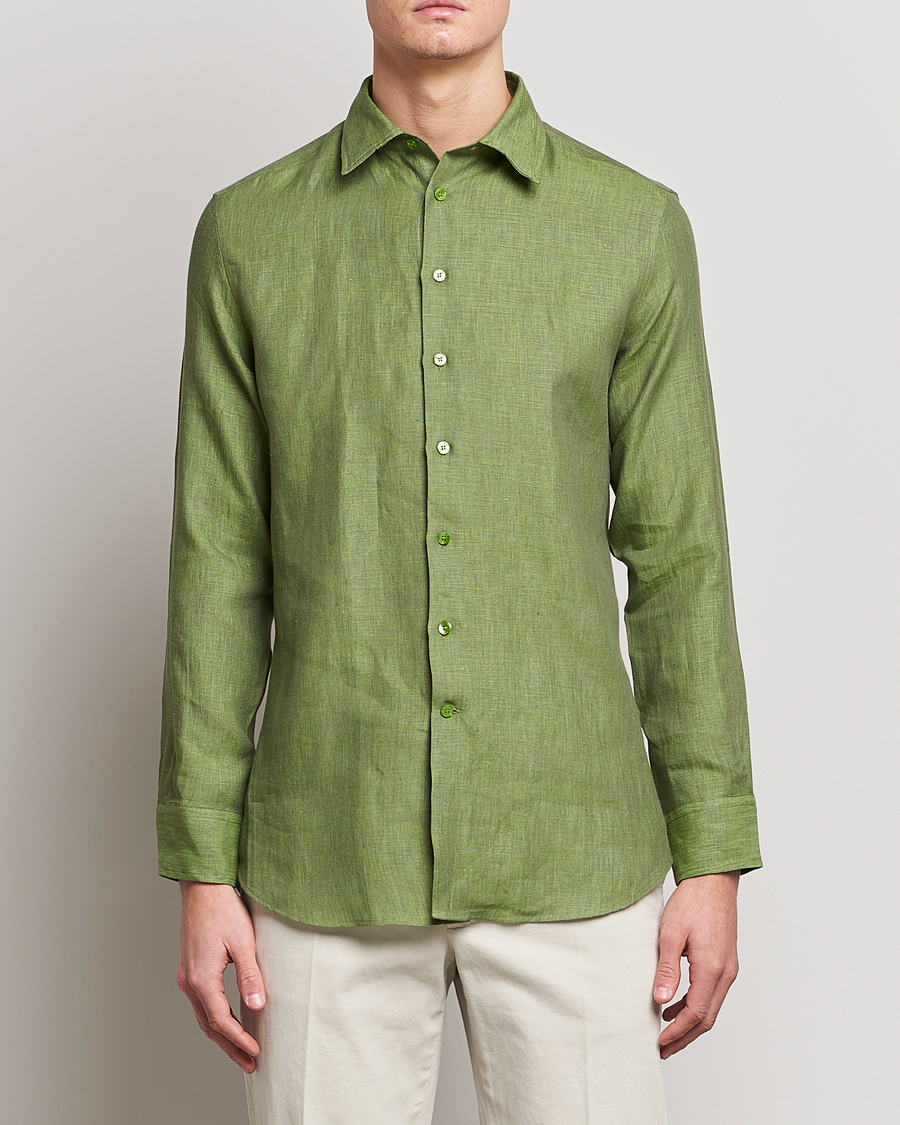 Men | Shirts | Etro | Linen Sport Shirt Green
