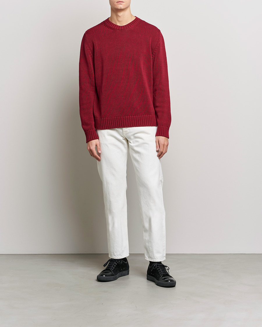 ETRO ニットポロ　ワインレッド Sサイズ Etro Heavy Knit Cotton Pullover Burgundy at CareOfCarl.com