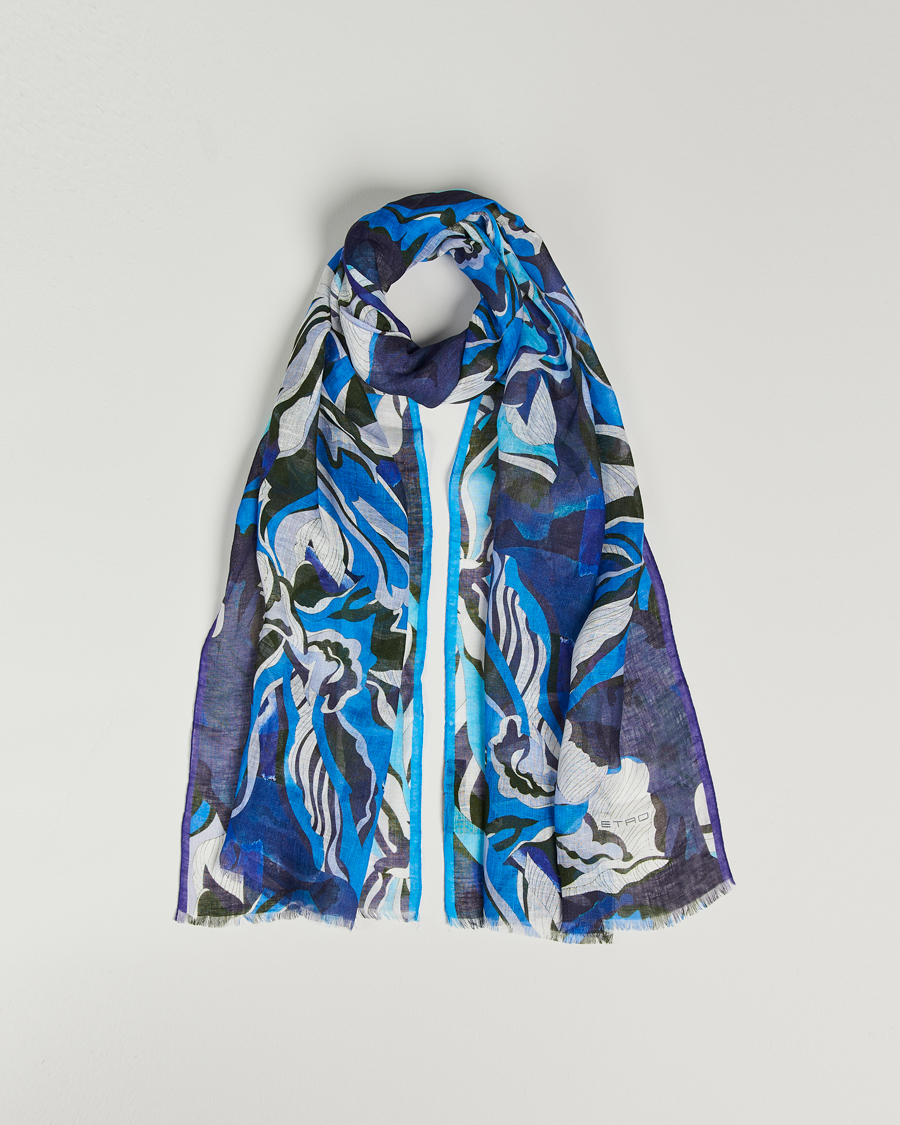 Men | Etro Floreale Linen Scarf Light Blue | Etro | Floreale Linen Scarf Light Blue