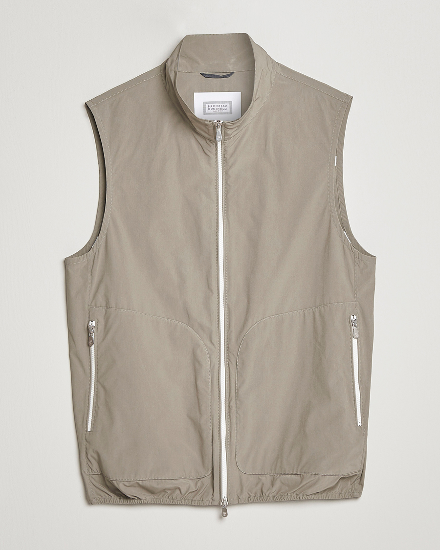 Men | Gilets | Brunello Cucinelli | Lightweight Nylon Gilet Olive