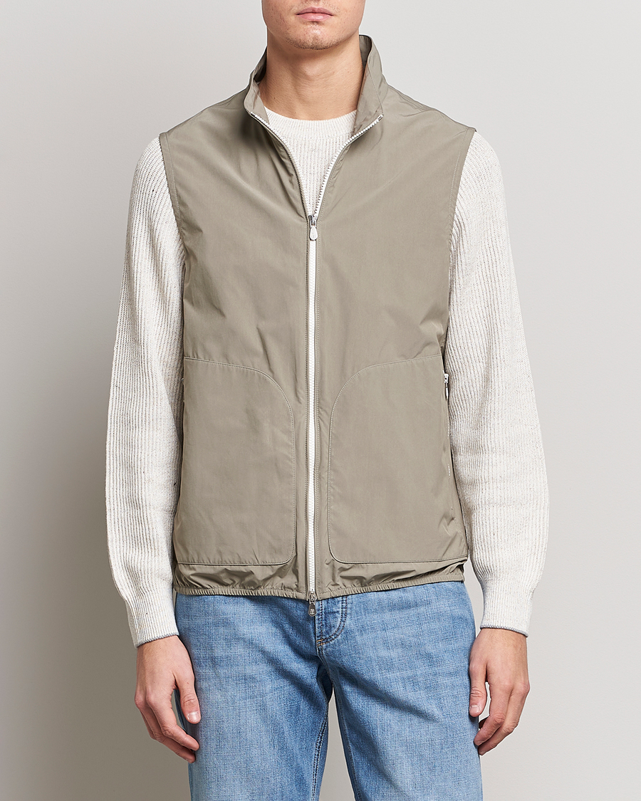 Men | Gilets | Brunello Cucinelli | Lightweight Nylon Gilet Olive