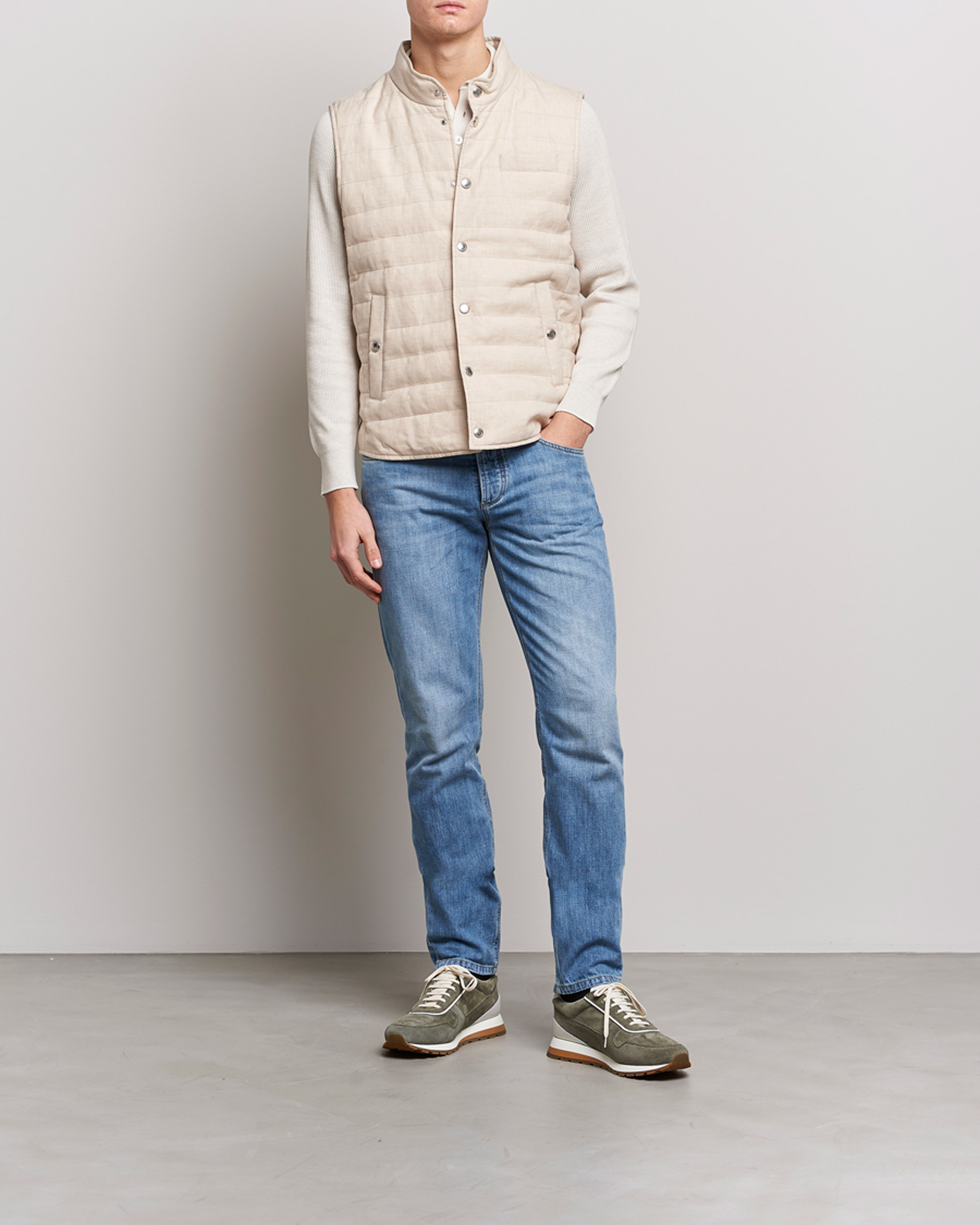 Men | Gilets | Brunello Cucinelli | Cotton/Linen Gilet Light Beige