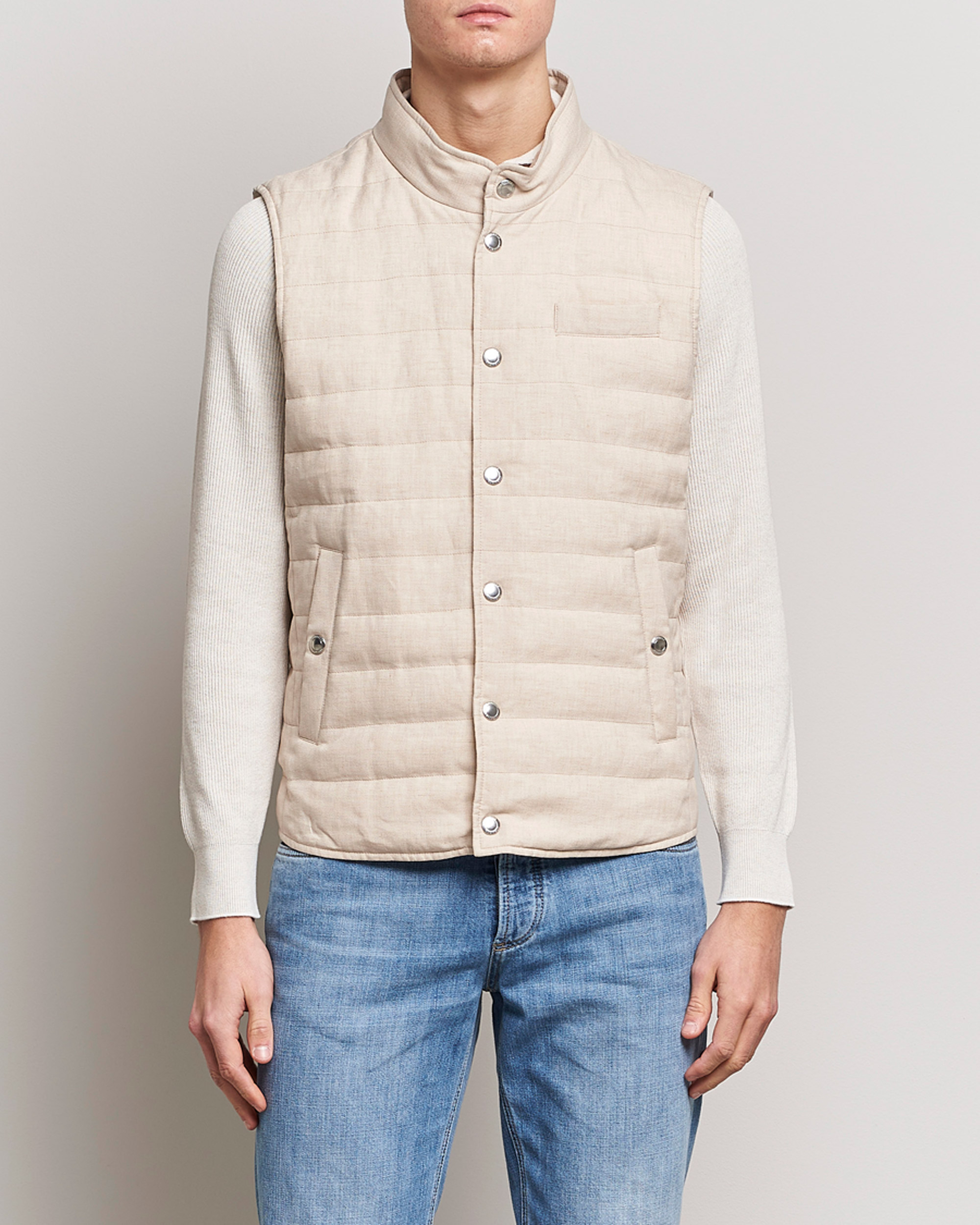 Men | Formal jackets | Brunello Cucinelli | Cotton/Linen Gilet Light Beige