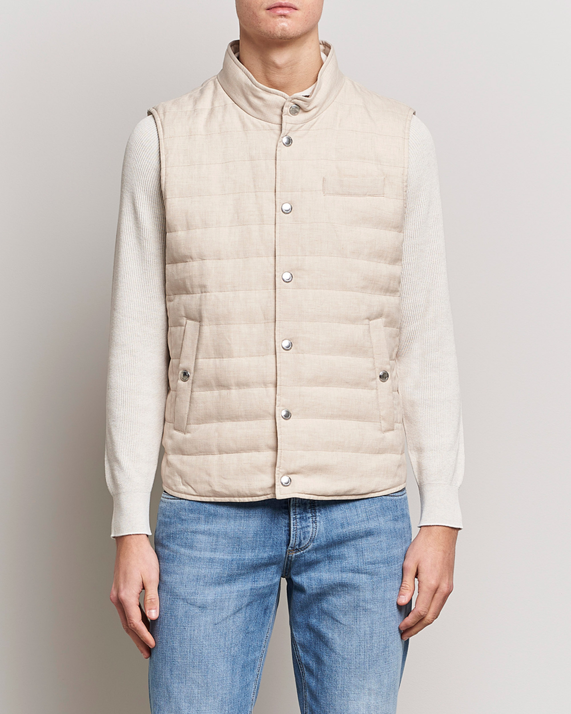 Men | Gilets | Brunello Cucinelli | Cotton/Linen Gilet Light Beige