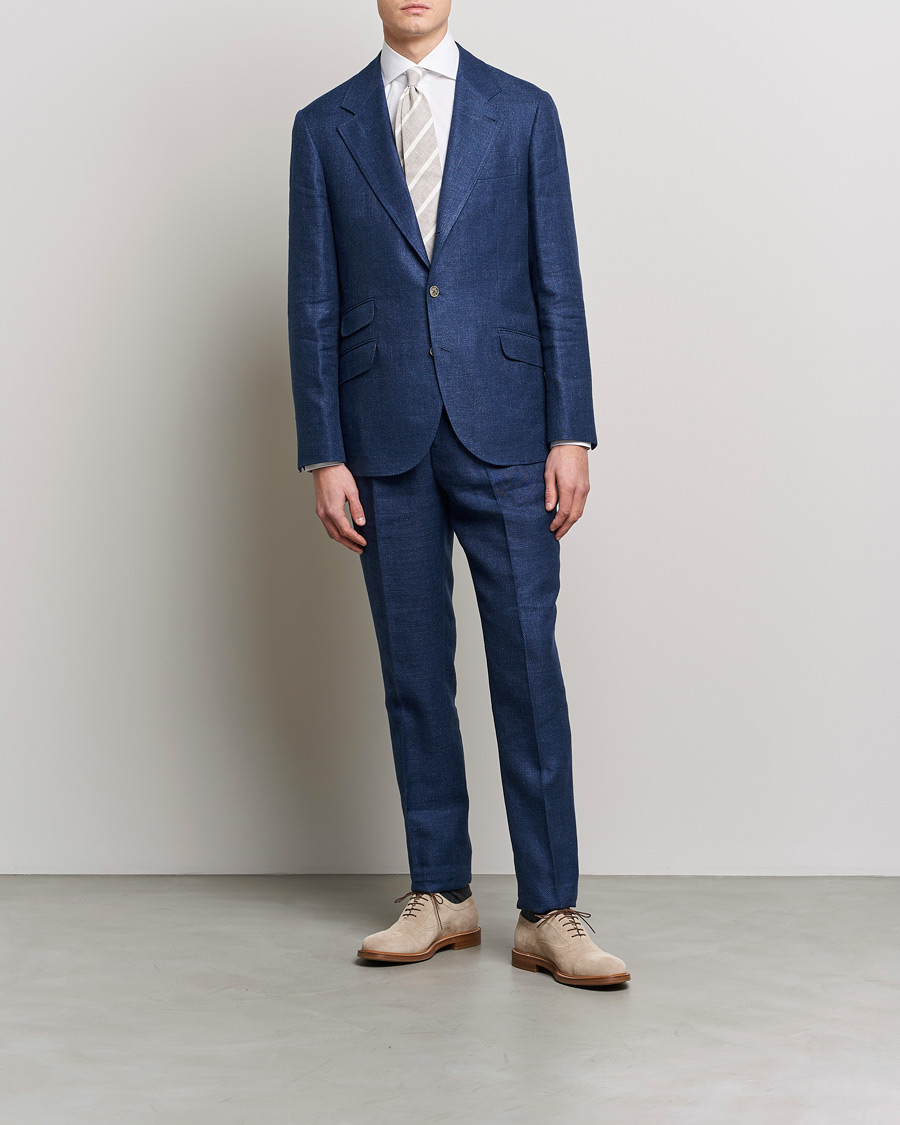 Men | Suits | Brunello Cucinelli | Linen/Silk Suit Royal Blue