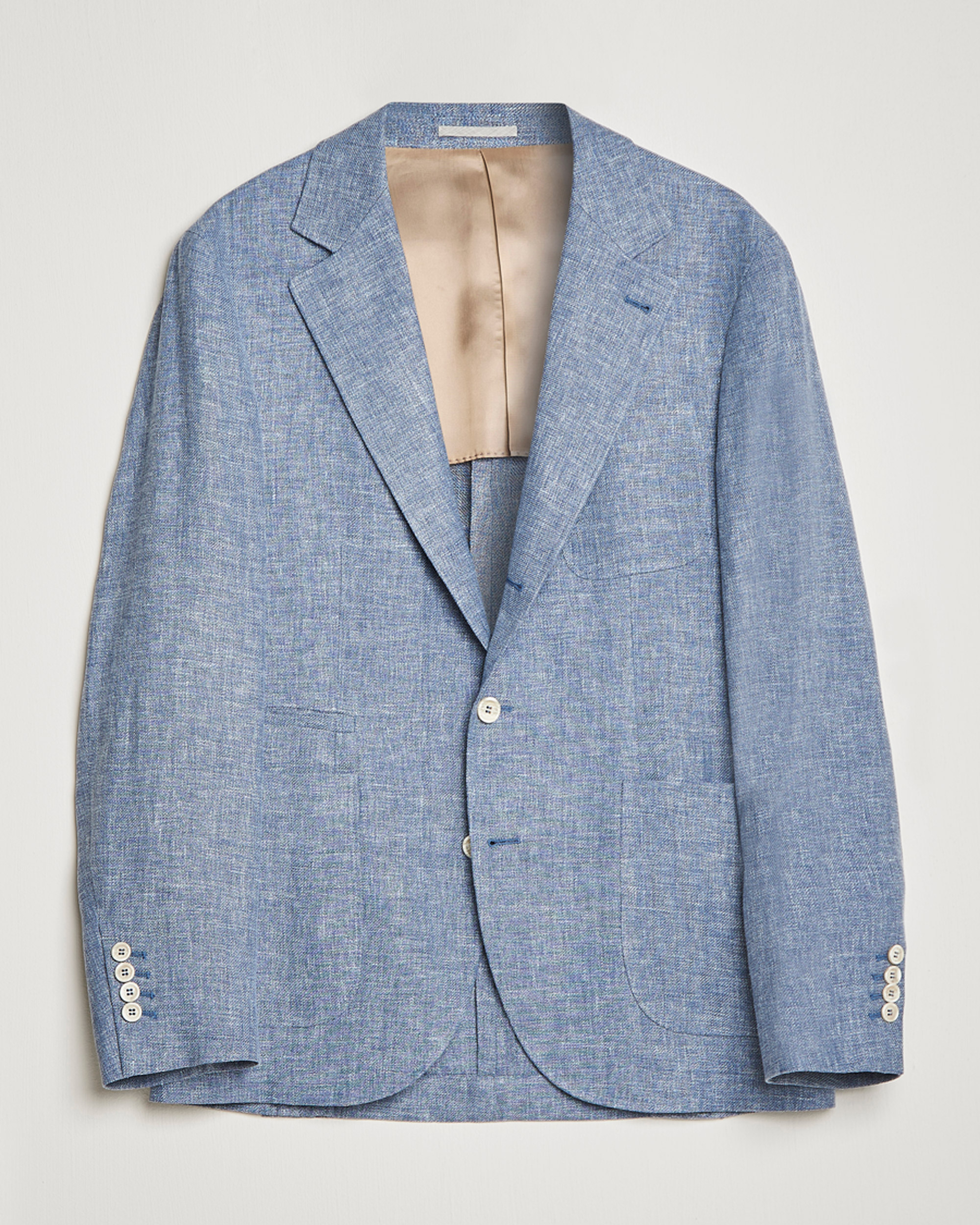 Men | Blazers | Brunello Cucinelli | Micro Chevron Linen Blazer Indigo Blue