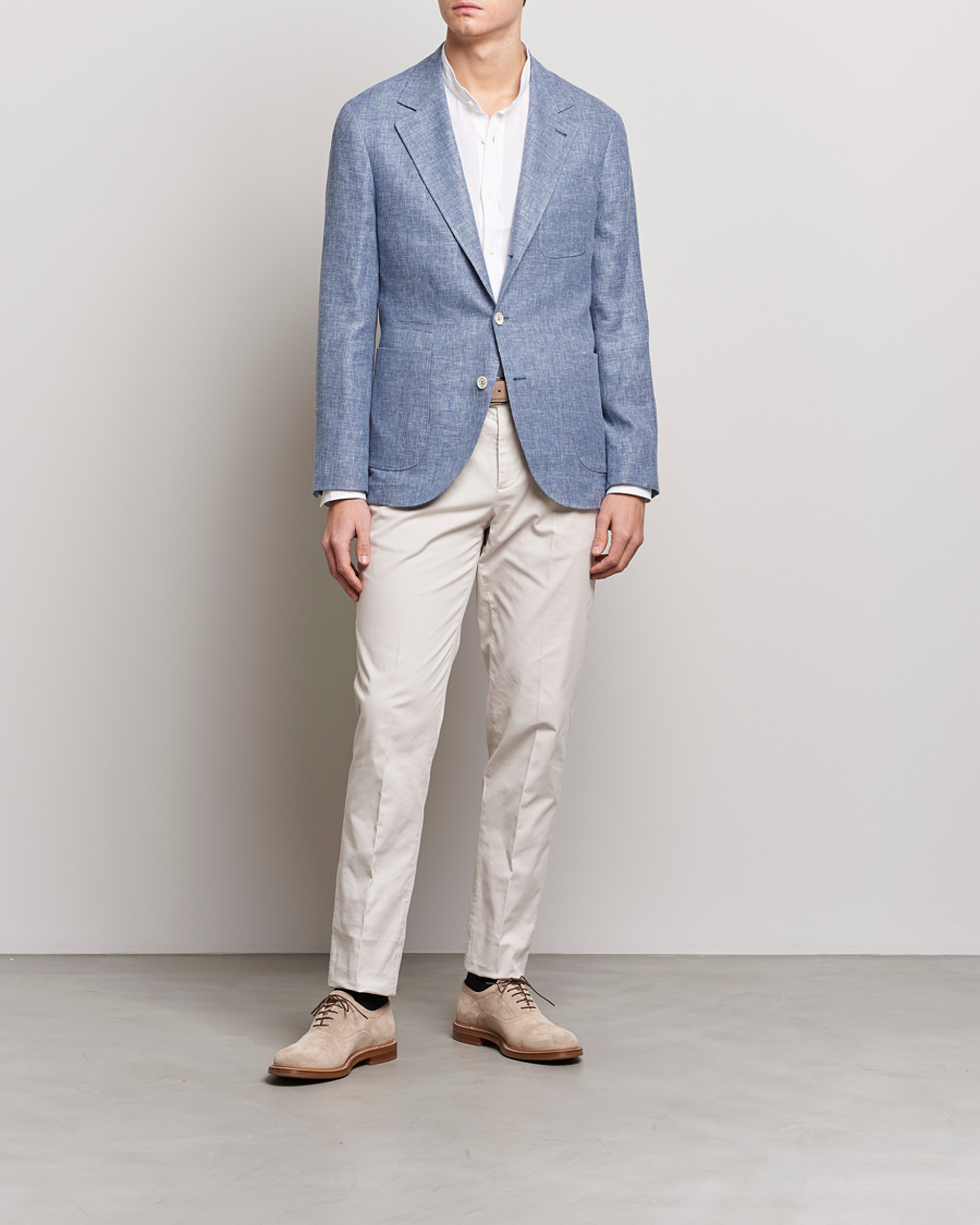 Men | Blazers | Brunello Cucinelli | Micro Chevron Linen Blazer Indigo Blue