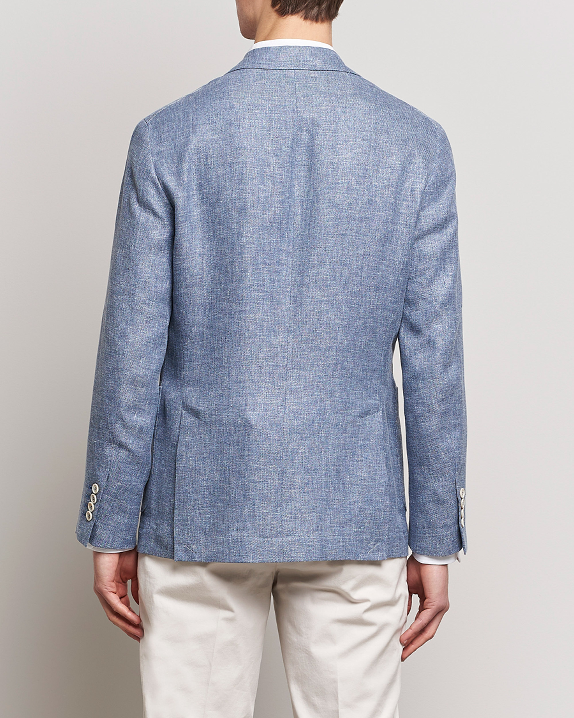 Men | Blazers | Brunello Cucinelli | Micro Chevron Linen Blazer Indigo Blue
