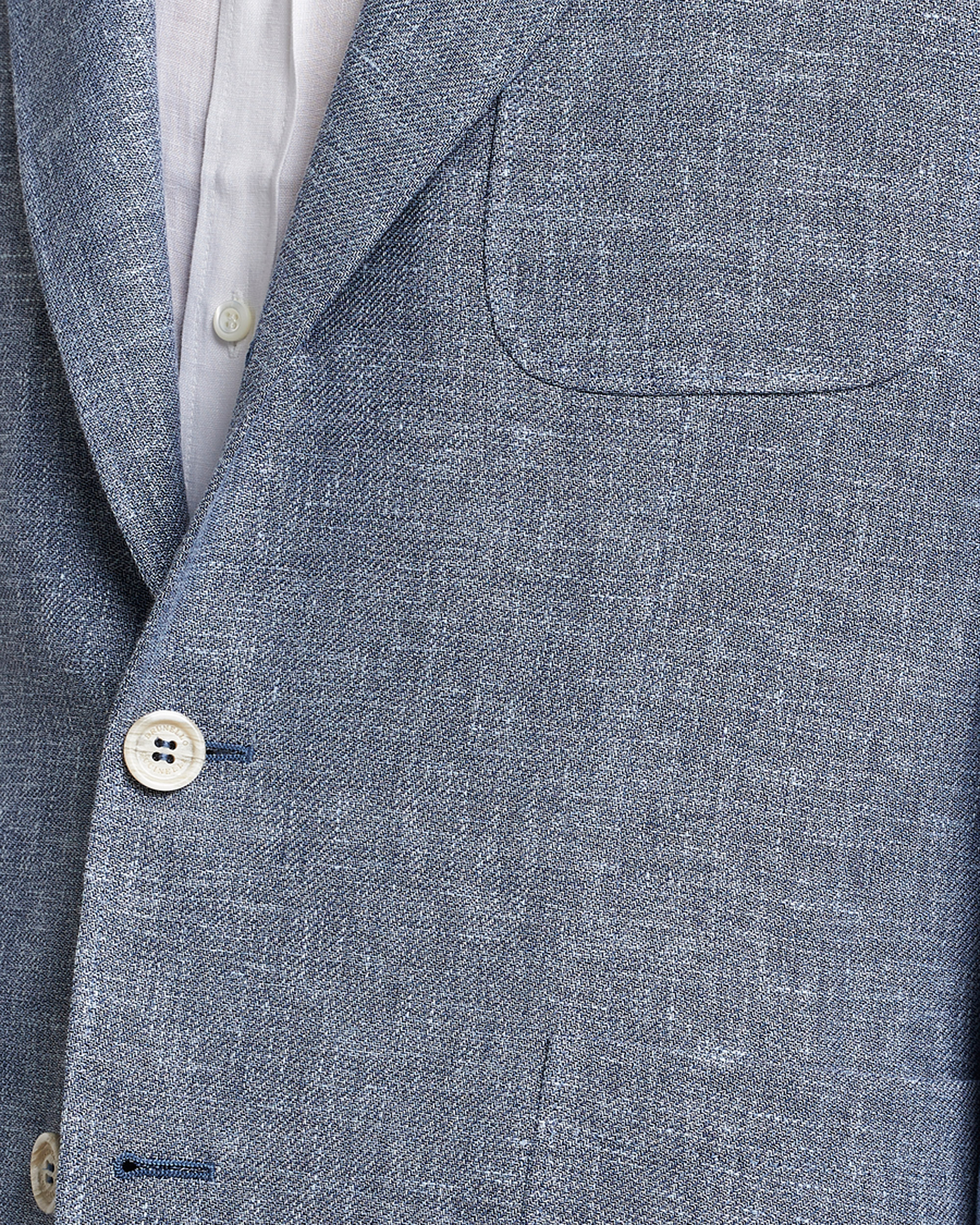 Men | Blazers | Brunello Cucinelli | Micro Chevron Linen Blazer Indigo Blue