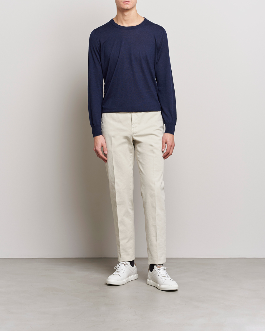 Brunello Cucinelli Cashmere/Wool Crew Neck Sweater Navy at