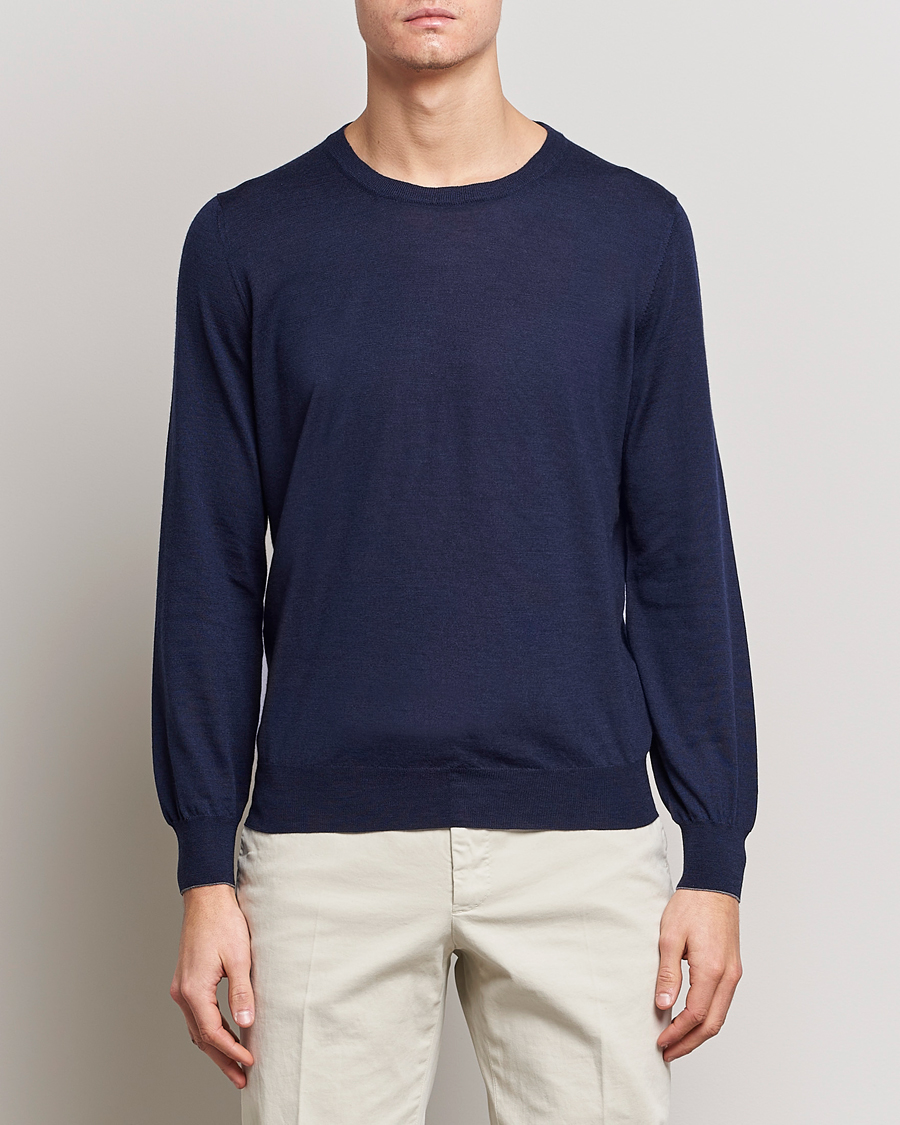 Brunello Cucinelli Cashmere/Wool Crew Neck Sweater Navy at