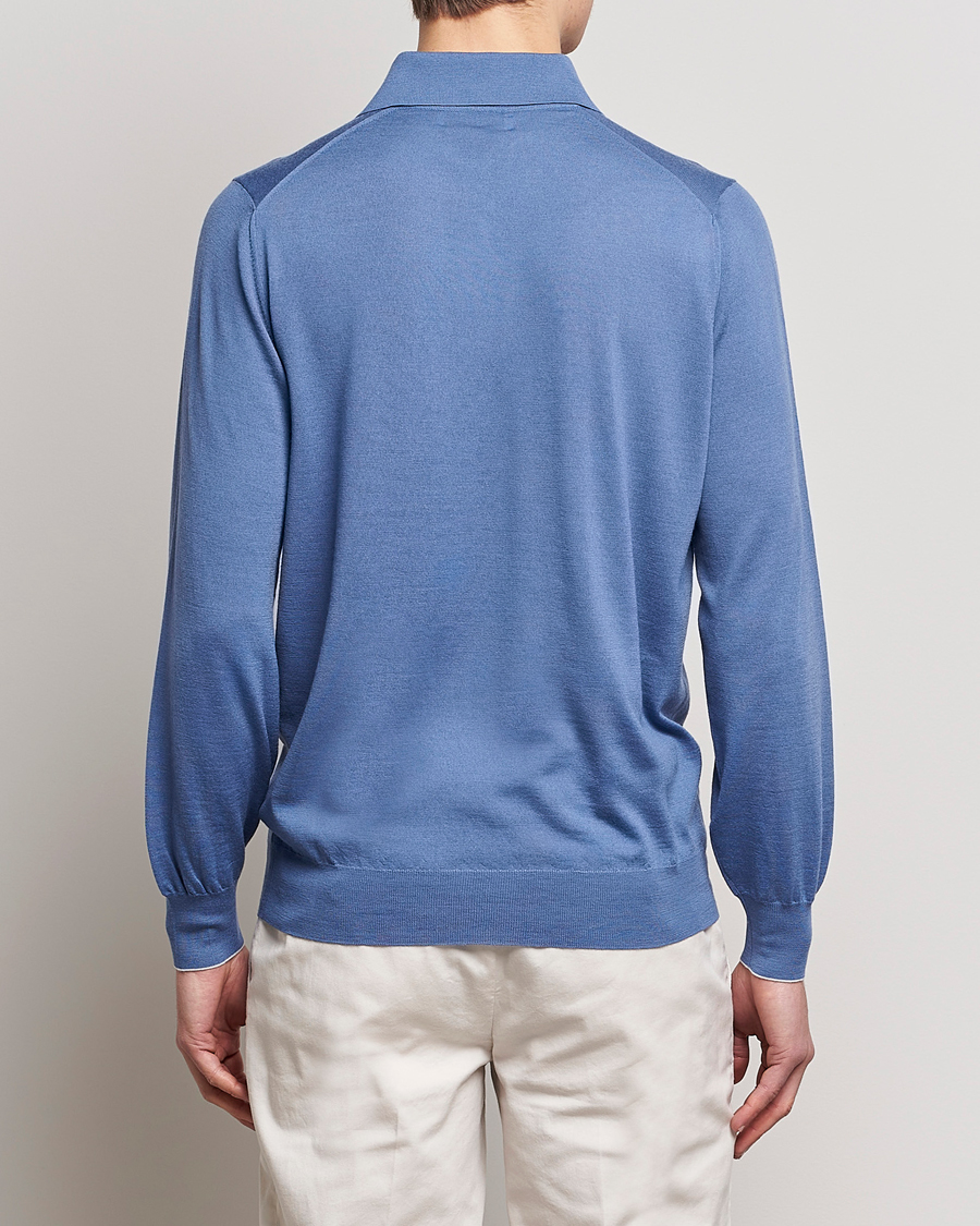 Men | Sweaters & Knitwear | Brunello Cucinelli | Cashmere/Wool Knitted Polo Oxford Blue