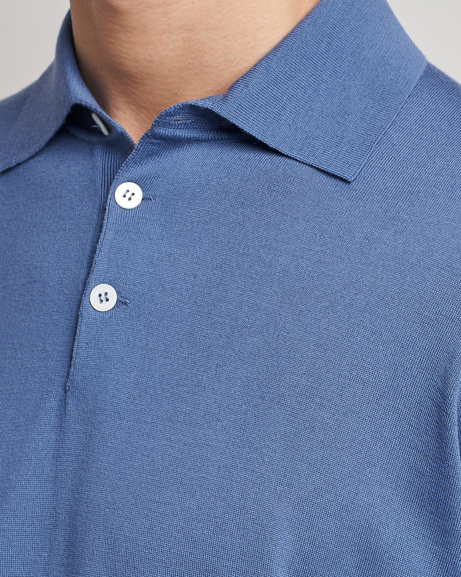 Men | Sweaters & Knitwear | Brunello Cucinelli | Cashmere/Wool Knitted Polo Oxford Blue
