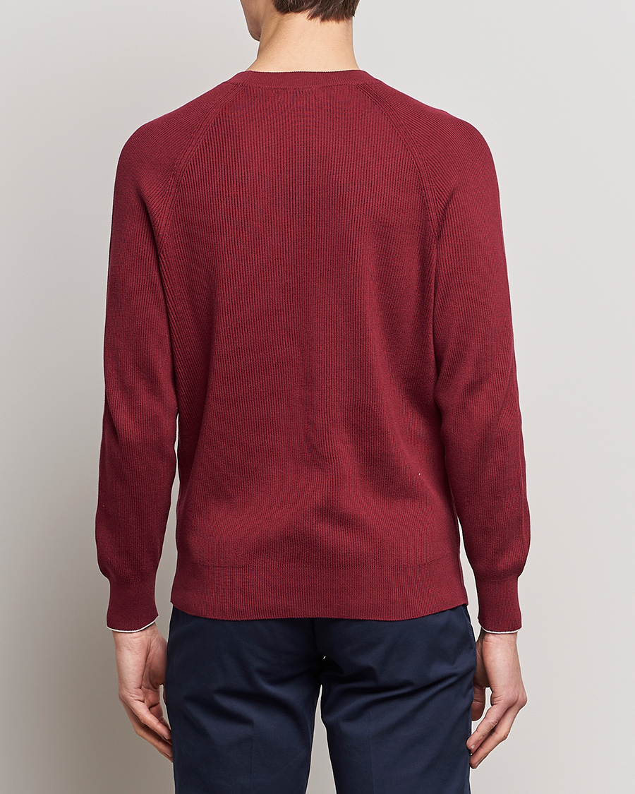 Men | Sweaters & Knitwear | Brunello Cucinelli | Rib Stitch Crew Neck Sweater Burgundy
