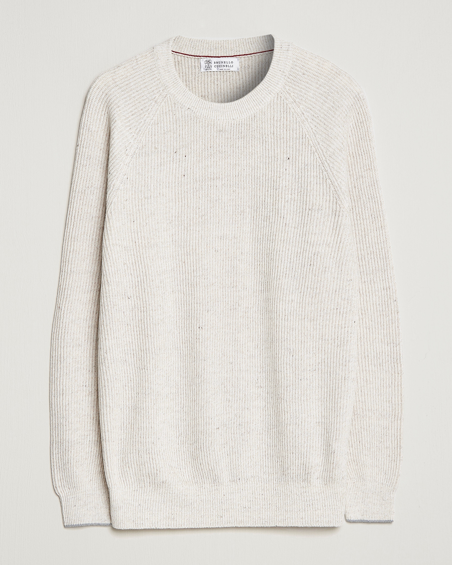 Men | Sweaters & Knitwear | Brunello Cucinelli | Chine Rib Sweater Light Beige