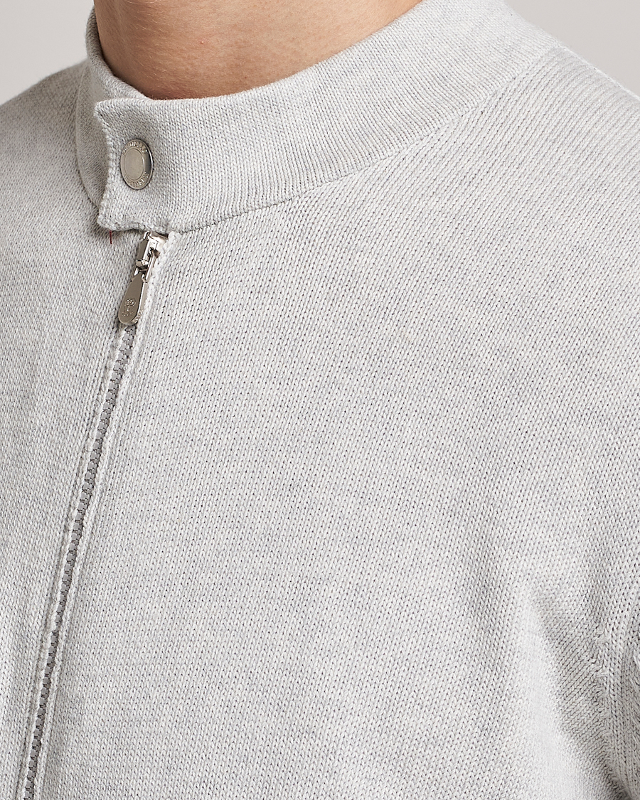 Men | Sweaters & Knitwear | Brunello Cucinelli | Knitted Zip Blouson Pearl Grey