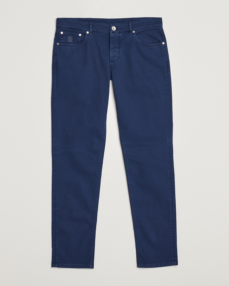 Men | Trousers | Brunello Cucinelli | Slim Fit 5-Pocket Pants Dark Blue