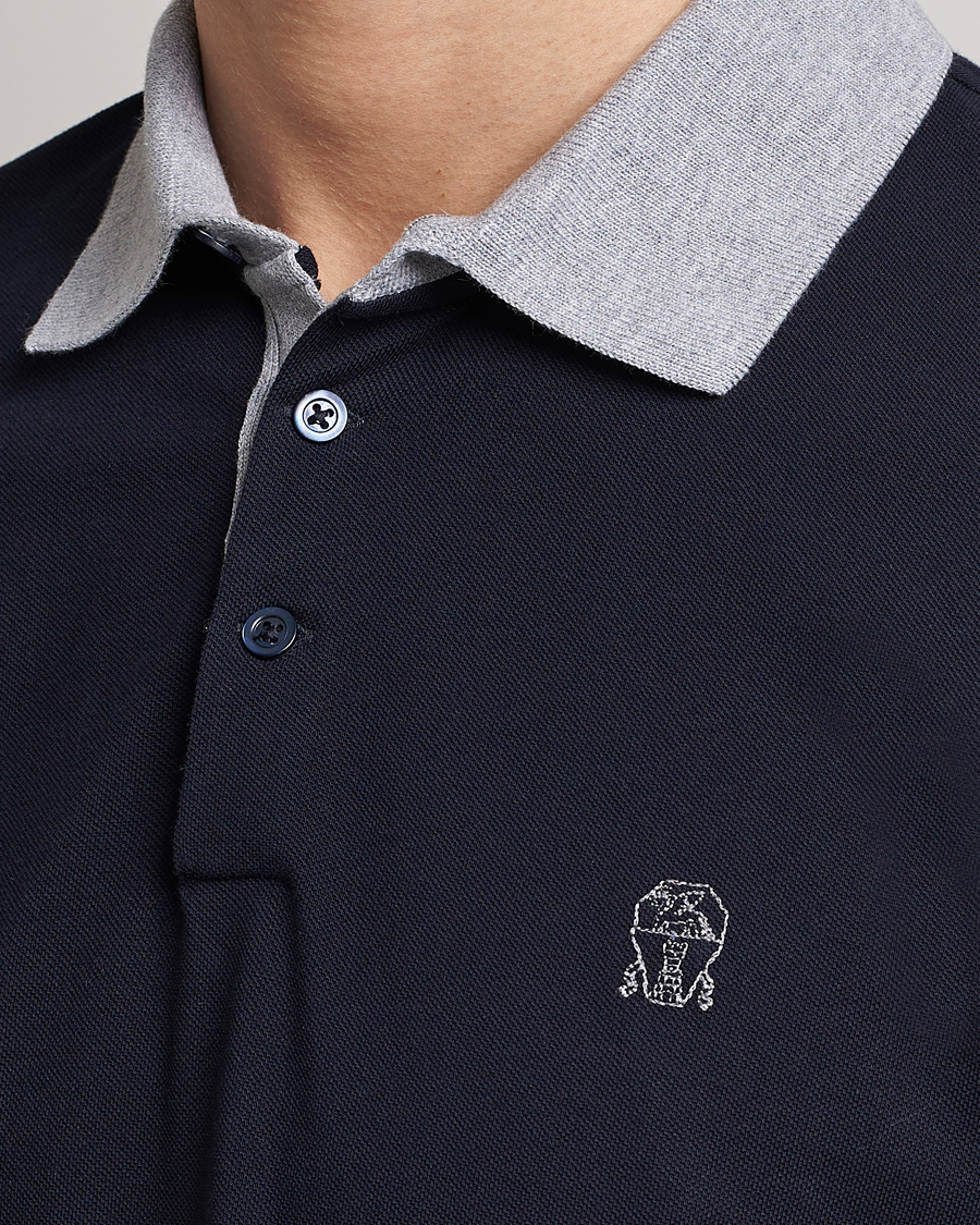 Men | Polo Shirts | Brunello Cucinelli | Short Sleeve Polo Piquet Navy