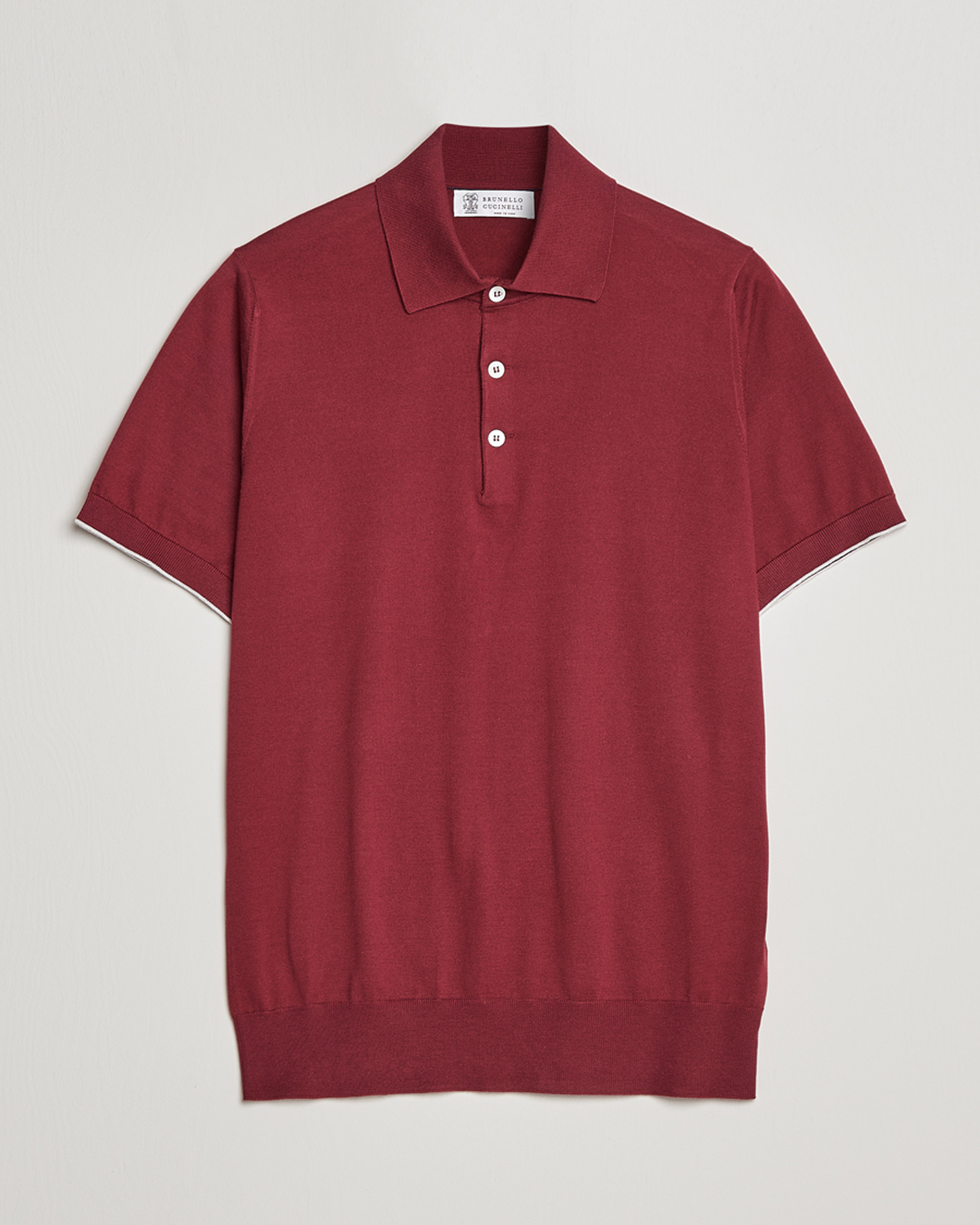 Men | Polo Shirts | Brunello Cucinelli | Short Sleeve Knitted Polo Burgundy