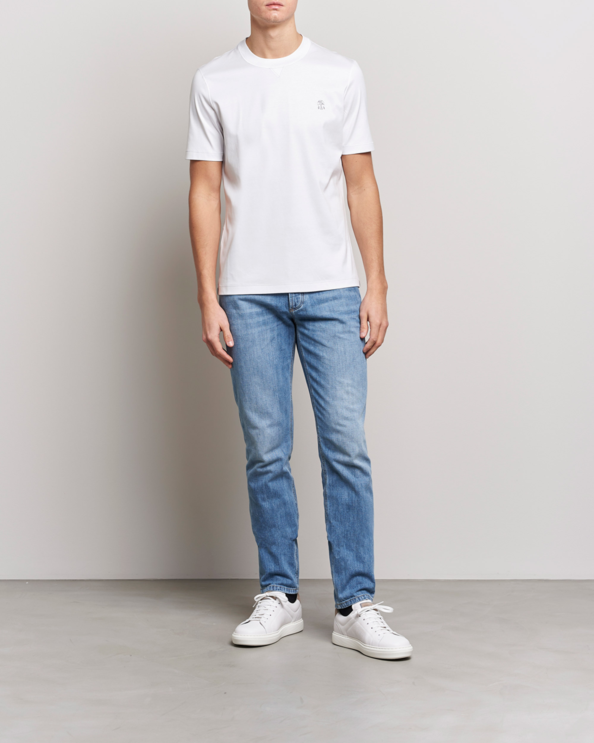 Men | T-Shirts | Brunello Cucinelli | Short Sleeve Logo T-shirt White