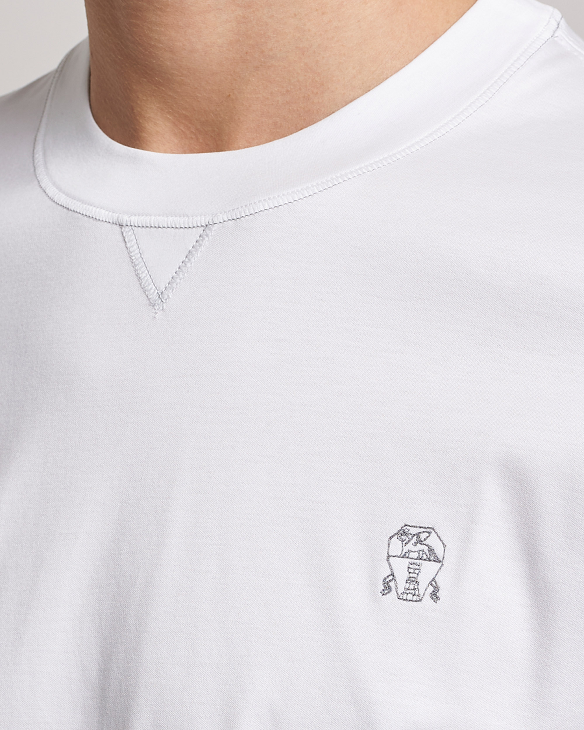 Men | T-Shirts | Brunello Cucinelli | Short Sleeve Logo T-shirt White