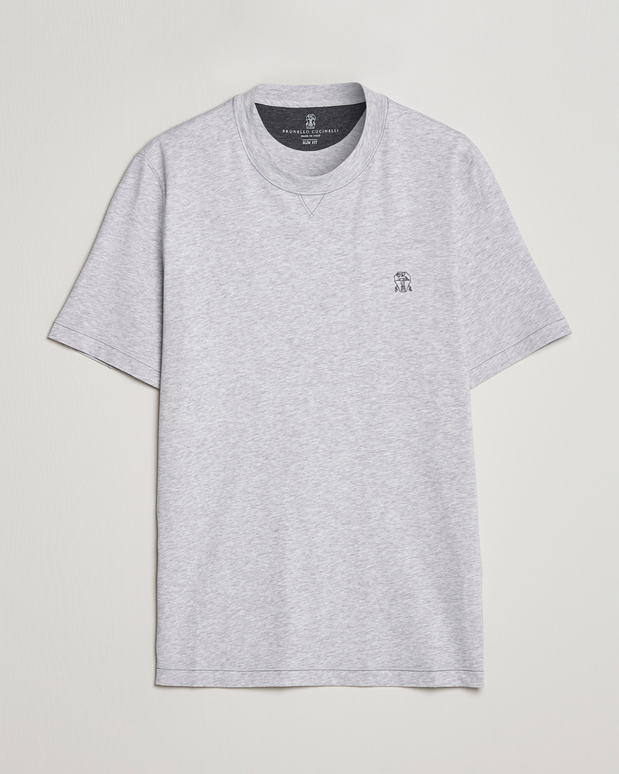 Men | T-Shirts | Brunello Cucinelli | Short Sleeve Logo T-shirt Light Grey