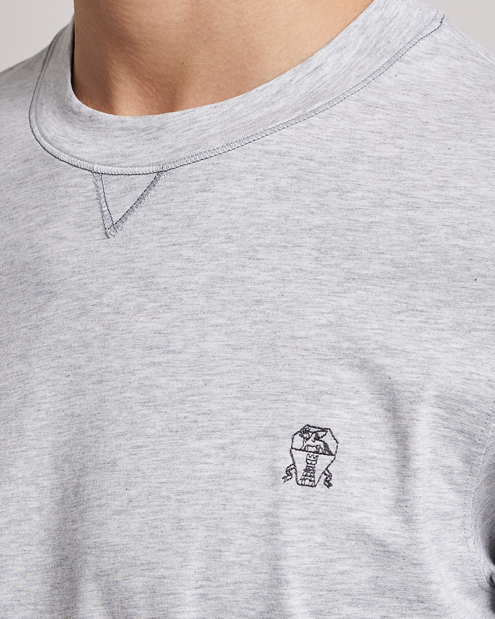 Men | T-Shirts | Brunello Cucinelli | Short Sleeve Logo T-shirt Light Grey