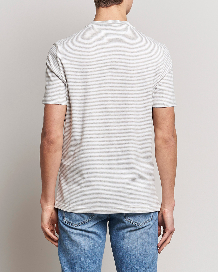Men | T-Shirts | Brunello Cucinelli | Short Sleeve Striped T-Shirt Light Grey
