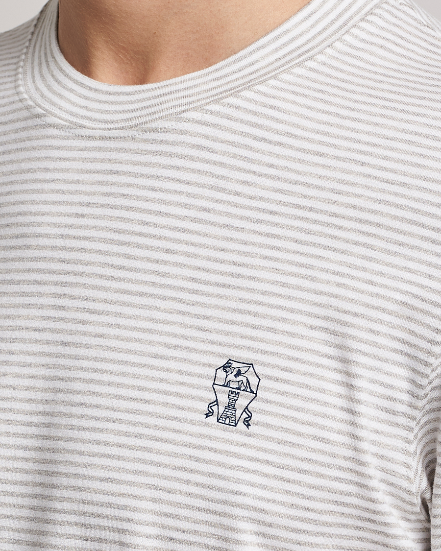 Men | T-Shirts | Brunello Cucinelli | Short Sleeve Striped T-Shirt Light Grey
