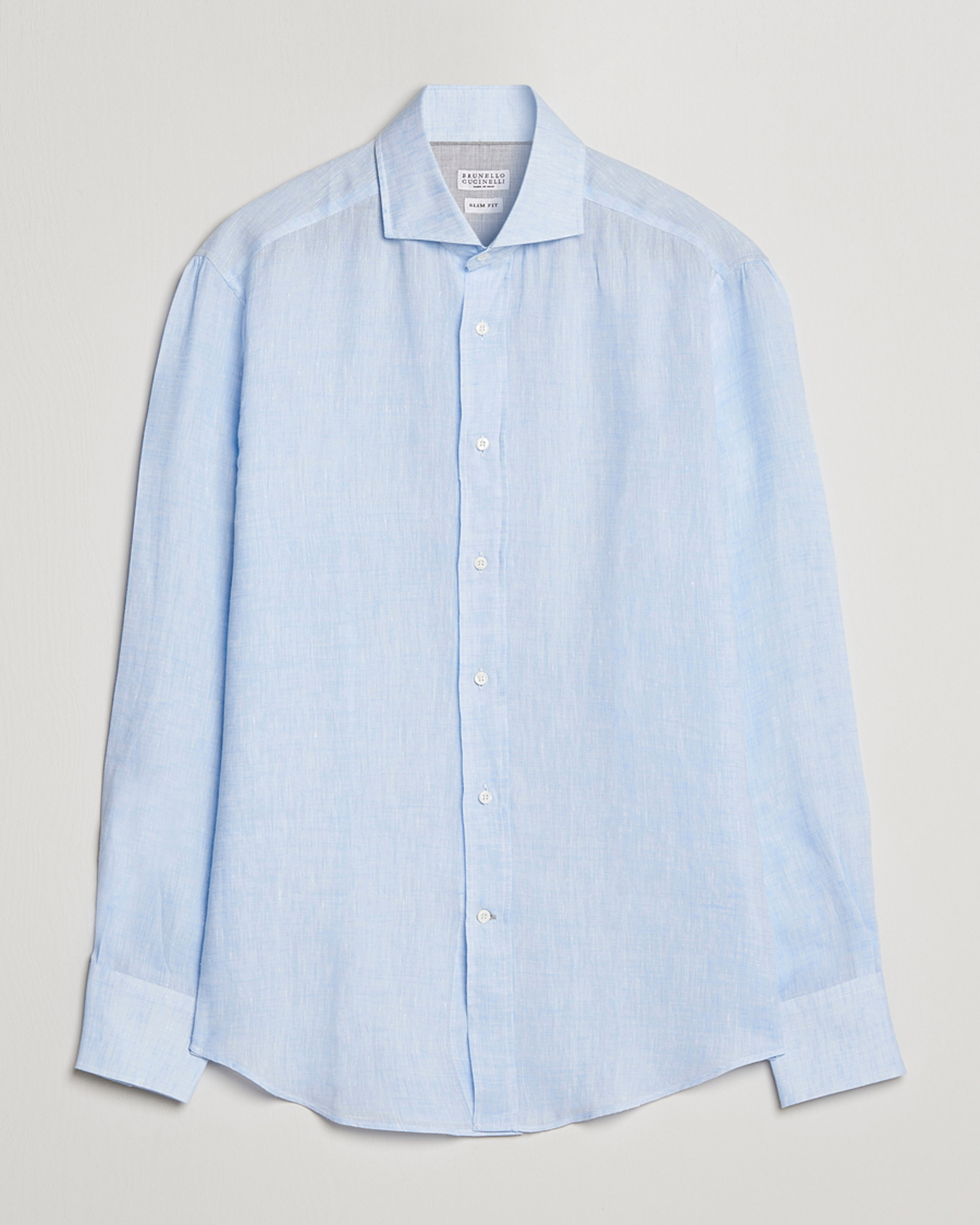 Men | Shirts | Brunello Cucinelli | Slim Fit Linen Sport Shirt Light Blue
