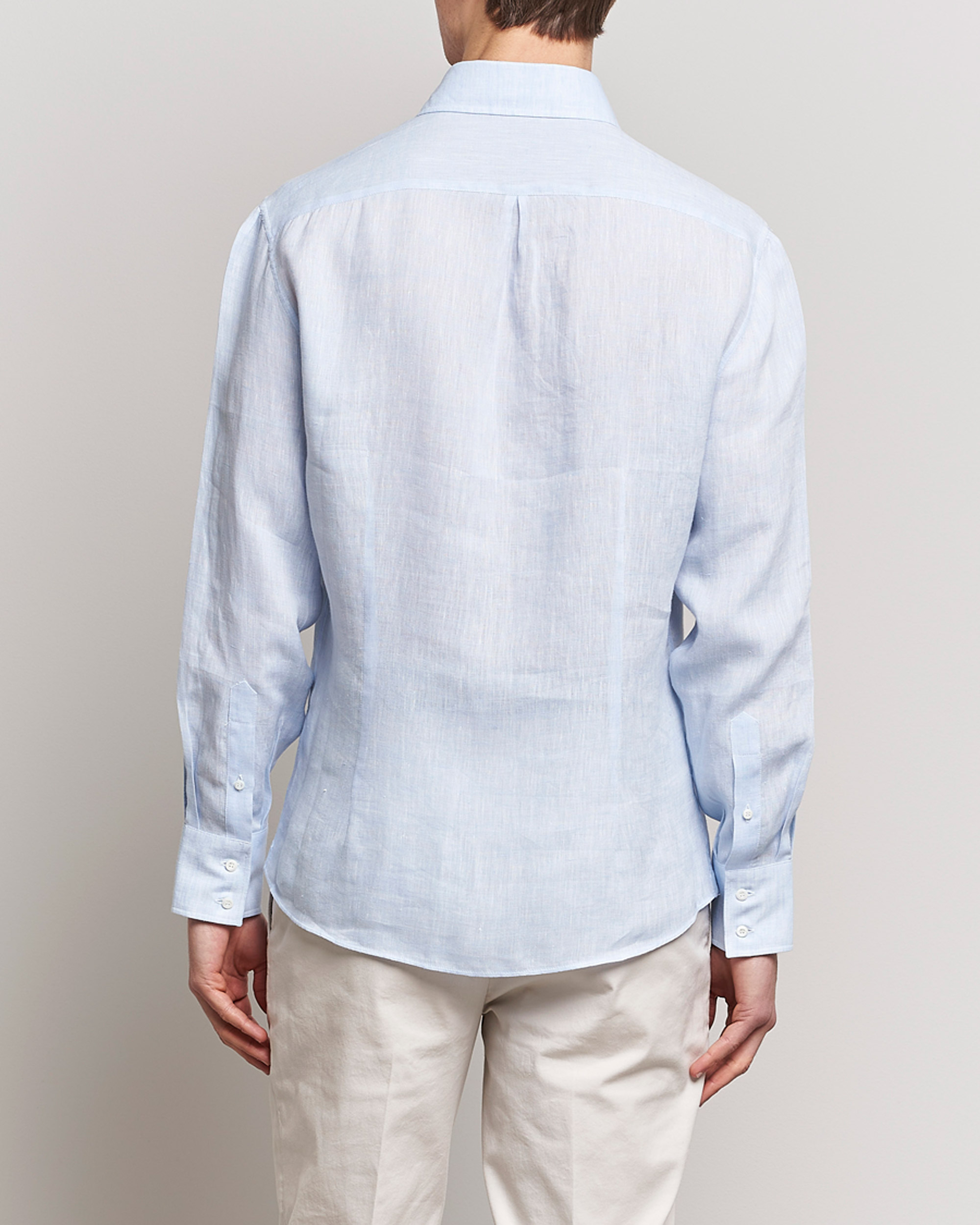 Men | Shirts | Brunello Cucinelli | Slim Fit Linen Sport Shirt Light Blue
