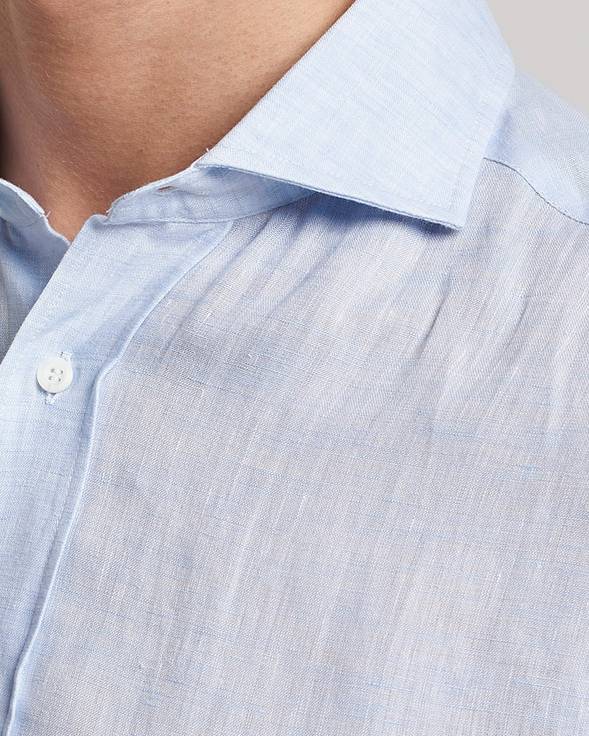 Men | Shirts | Brunello Cucinelli | Slim Fit Linen Sport Shirt Light Blue