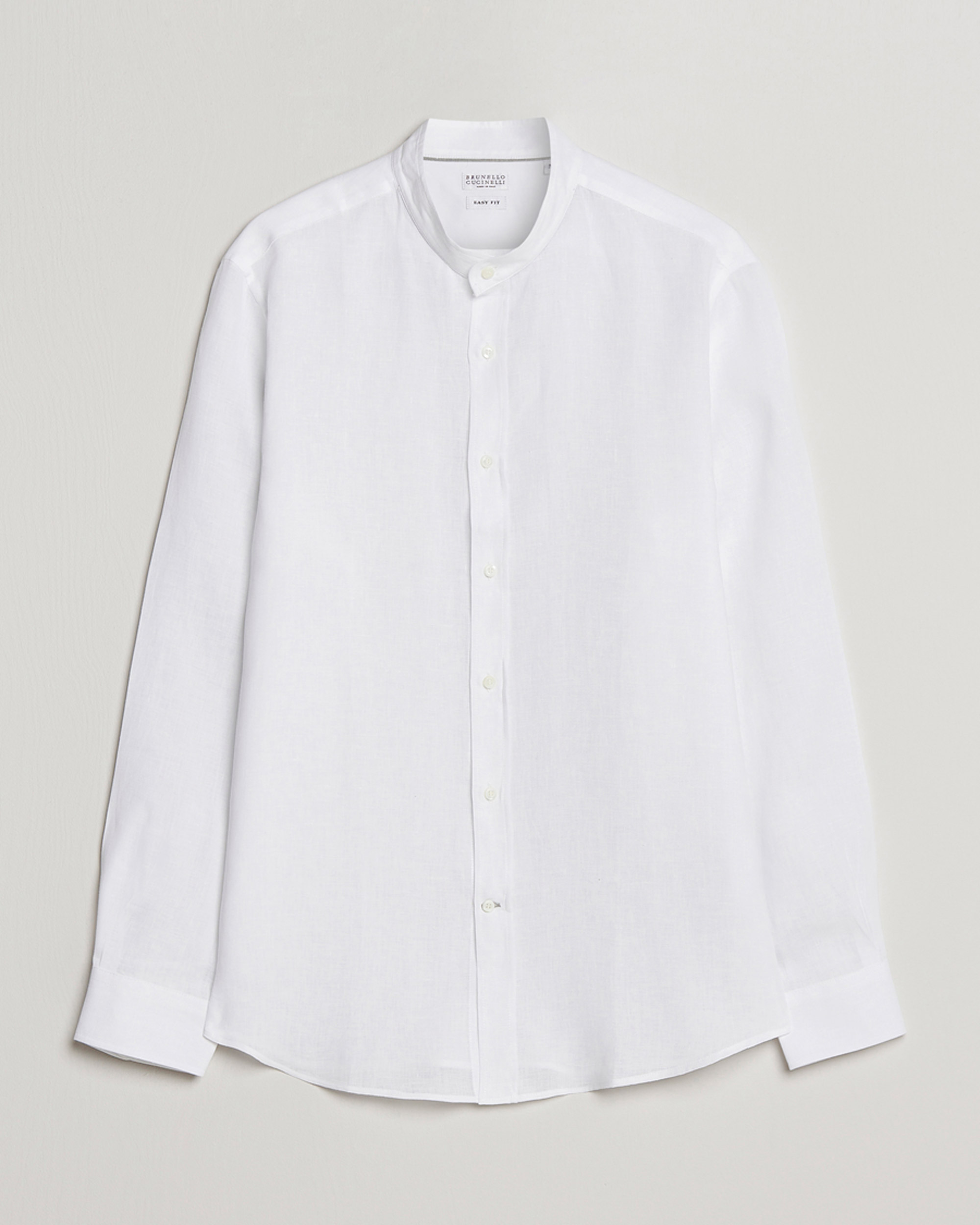 Men | Shirts | Brunello Cucinelli | Linen Guru Collar Shirt White