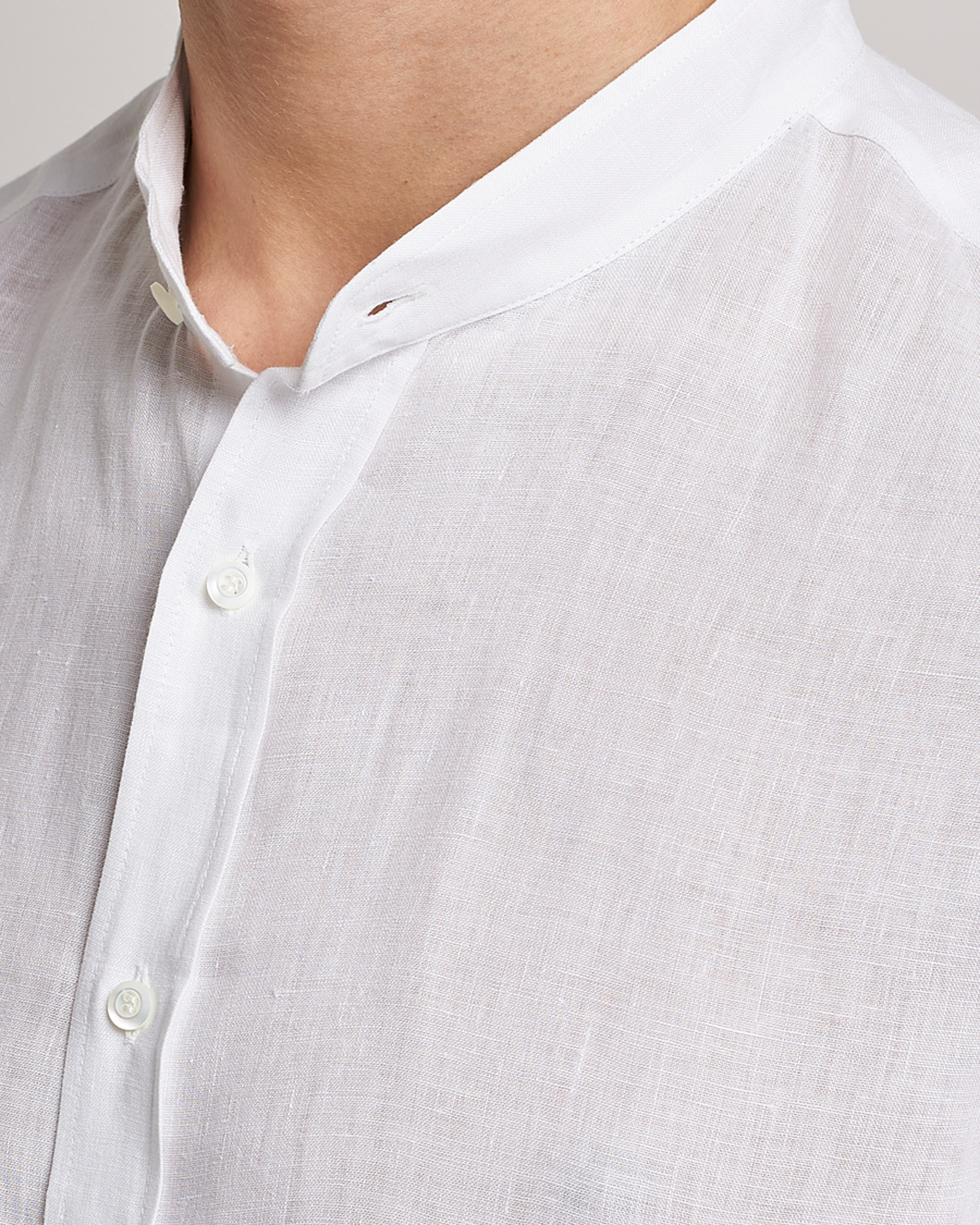 Men | Shirts | Brunello Cucinelli | Linen Guru Collar Shirt White