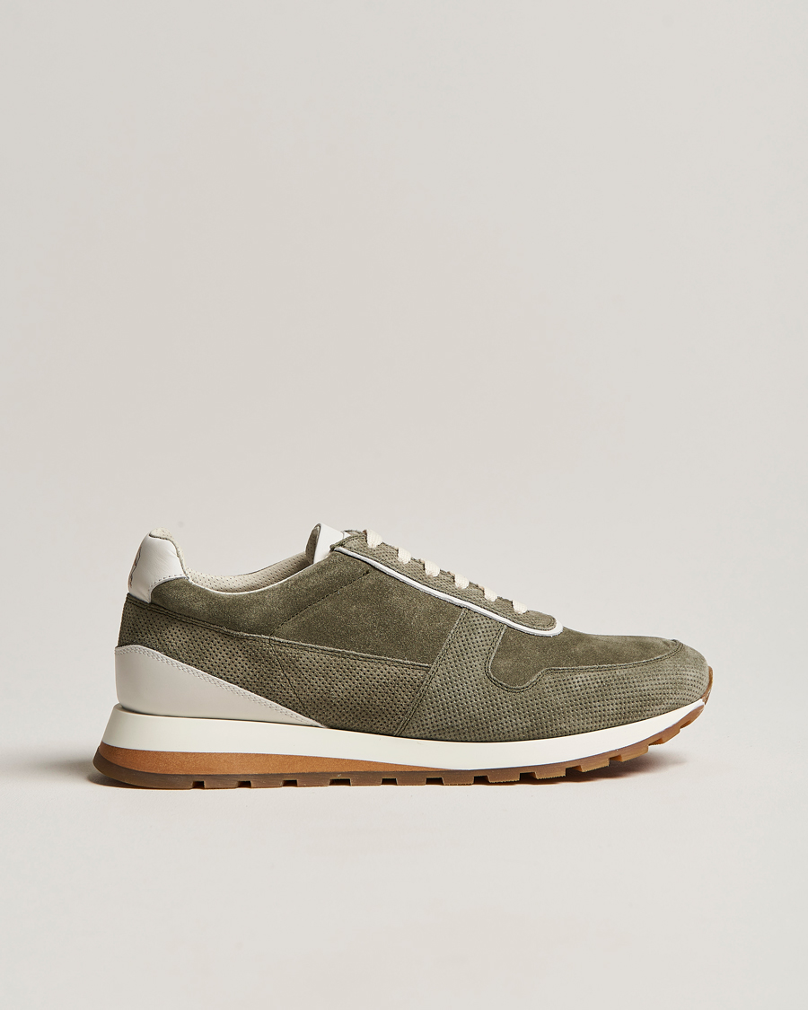 Men | Brunello Cucinelli Perforated Running Sneakers Olive | Brunello Cucinelli | Perforated Running Sneakers Olive